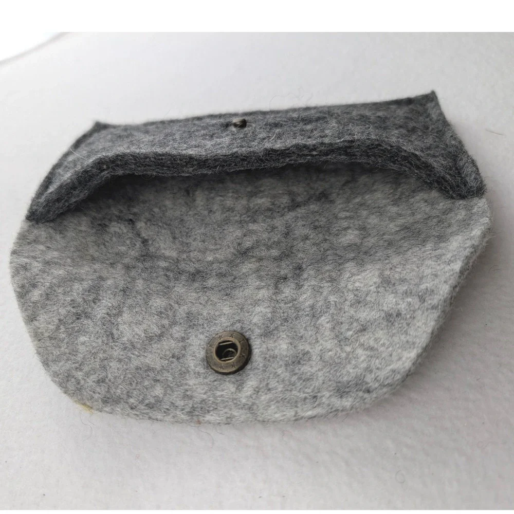 Fibres of Life Felted Wool Pouch Set Fair Trade Gray Snap Wallet 2pc SKU 111